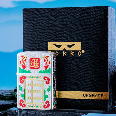 Vỏ Hột Quẹt Bật Lửa Xăng Đá Zorro Z2-1150 Họa Tiết Bàn Tính và Cá Chép Tài Lộc May Mắn Phát Tài - Mẫu Mới