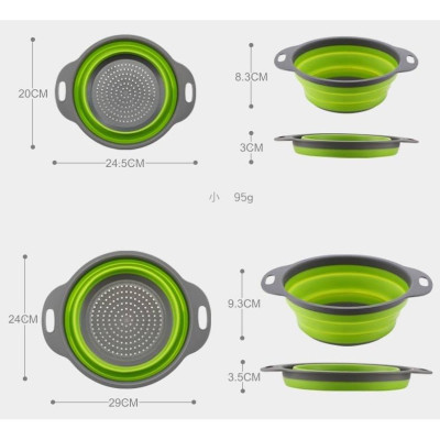 Combo 2 rổ đựng có thể gấp gọn (rổ lớn 29*24*9,3cm, rổ nhỏ 24,5*20*8,5cm) - màu giao ngẫu nhiên