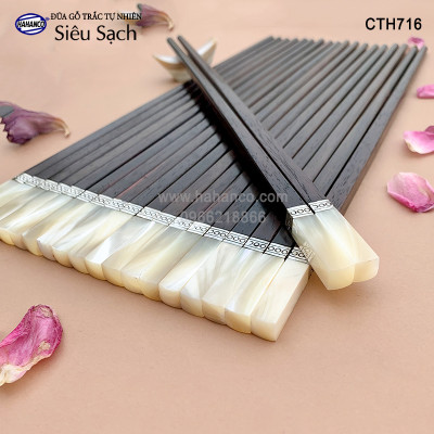Đũa Trắc Việt Nam vuông đầu ốc viền Bạc hàng siêu cấp dành cho giới thượng lưu (10 đôi/hộp) CTH716TV - có thể làm quà biếu, tặng
