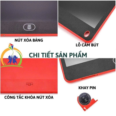 Bảng Viết Cảm Ứng Điện Tử 3D Đa Sắc 12 Inch Thông Minh Tự Xóa Dành Cho Bé - Bảng Vẽ Đồ Họa Bút Dạy Học LCD Xanh Dương