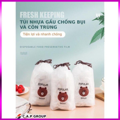 Màng bọc thực phẩm ️ ️ co giãn siêu dai có chun hình túi gấu set 100 chiếc