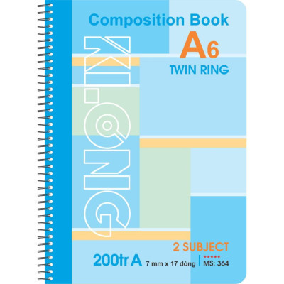 Sổ kẻ ngang lò xo kép bìa nhựa KLONG A6 200 trang 70/92; MS: 364