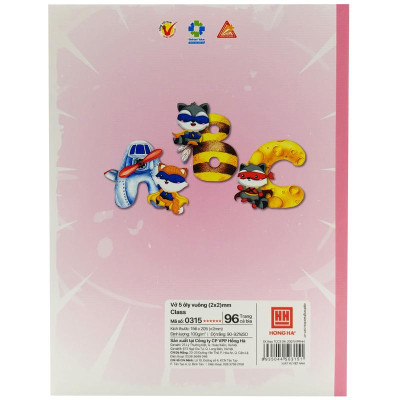 Tập Học Sinh Class ABC 5 Ô Ly Vuông 96 Trang 100gsm - Hồng Hà 0315 (Mẫu Sản Phẩm Giao Ngẫu Nhiên)
