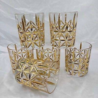 Bộ 6 cố thủy tinh uống nước hoa sao mạ vàng