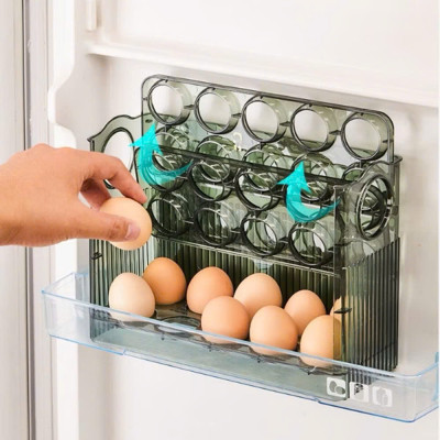 Khay Đựng Trứng 3 Tầng Thông Minh Chứa Hộp Đựng Trứng 30 Quả, Nhựa PET An Toàn - Hàng Chính Hãng MINIIN