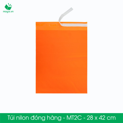 MT2C - 28x42 cm - Túi nilon gói hàng - 300 túi niêm phong đóng hàng màu cam