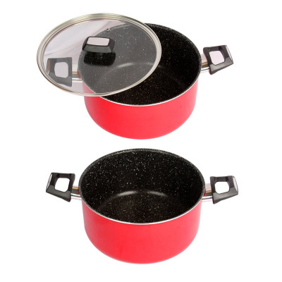 Tặng cặp nhấc nồi- Combo 2 món cao cấp Hàn Quốc, nồi chống dính vân đá Kimscook size 20 cm và Chảo đúc chống dính vân đá Ecoramic sâu lòng 26 cm, dùng được tất cả các bếp( trừ bếp từ)