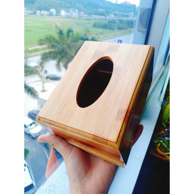 Hộp đựng giấy ăn làm từ gỗ tre tự nhiên/ dùng cho gia đình, nhà hàng