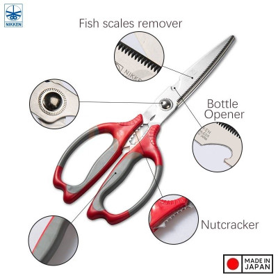 Kéo Nikken của Nhật 3 chức năng cắt, kẹp càng cua, mở nắp lon