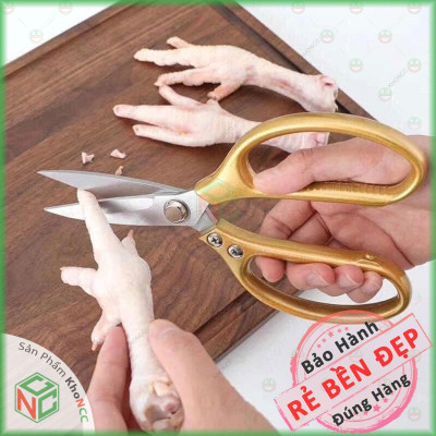 (Cắt Mượt) Kéo Làm Bếp Đa Năng Siêu Phẩm Siêu Sắc KhoNCC Hàng Chính Hãng - Kéo Cắt Gà, Cắt Vịt, Cắt Thịt, Cắt Rau Củ Quả - KLM-KCTNDN (Vàng,Bạc)