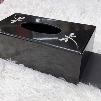 Hộp đựng khăn giấy chữ nhật sơn mài cao cấp Thanh Bình Lê đựng giấy để trong phòng khách hay nhà ăn, đẹp mắt và sang trọng