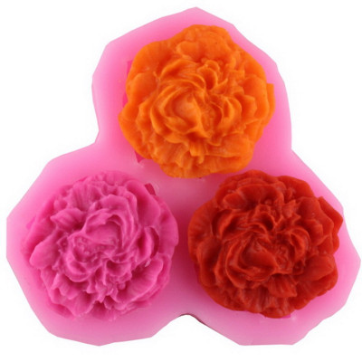 Khuôn silicon làm rau câu 3 hoa cẩm chướng cánh xoăn - Mã số 1479