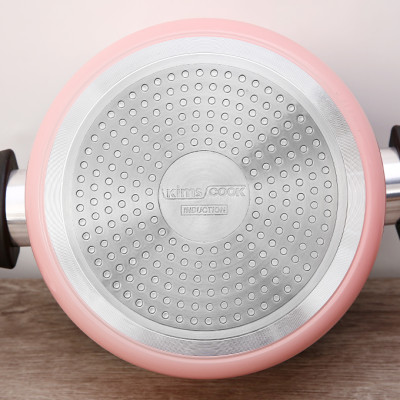 Nồi Easy Seoulcook 18 cm đáy từ (hồng) chống dính vân đá cao cấp Hàn Quốc, dùng được tất cả các loại bếp / Induction