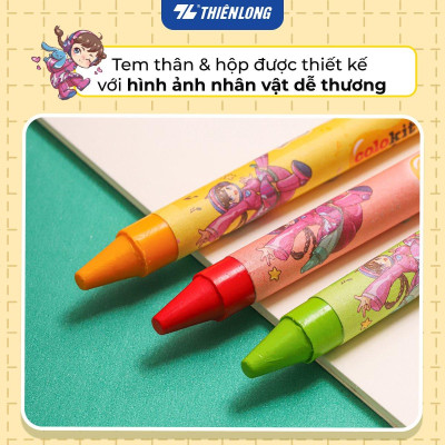 Bút sáp 12/18 màu Thiên Long Colokit - Màu sắc tươi sáng Phủ đều màu Bền màu - Phiên bản Akooland