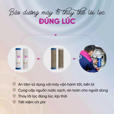 [ MQ8 ] Combo lõi lọc nước + miễn phí gói dịch vụ bảo dưỡng và thay thế tại nhà định kỳ 4 lần/1 năm