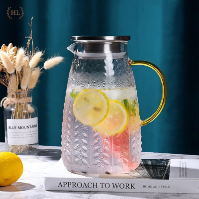 Bộ bình cốc vân lá liễu dập nổi | BỘ BÌNH CỐC THỦY TINH CHỊU NHIỆT BOROSILICATE SIÊU BỀN SIÊU NHẸ CAO CẤP KHÔNG Ố MÀU