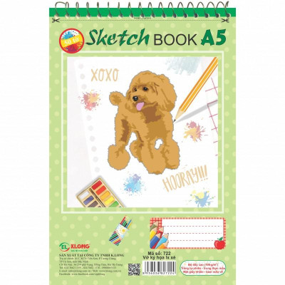 Sổ vẽ lò xo xé Stetch KLONG A5 50 tờ 100/76; MS: 722