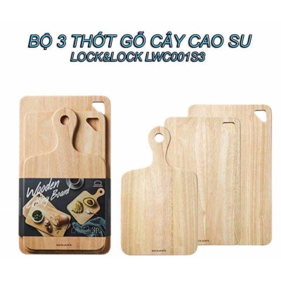 Bộ 3 Thớt Gỗ Cây Cao Su Cao Cấp LWC001S3 (cam kết hàng chính hãng)
