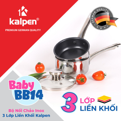 Bộ Nồi Chảo Inox 3 Lớp Liền Khối Kalpen Baby BB14 size 14cm