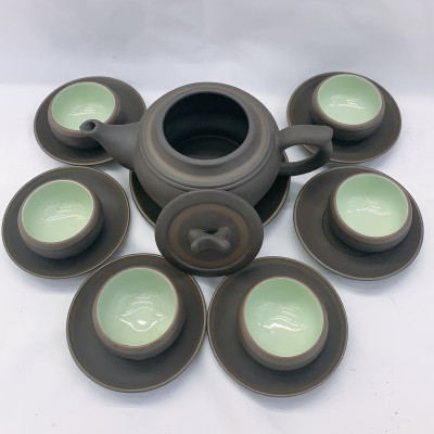 Bộ ấm chén pha trà gốm sứ lòng xanh - ANTH686