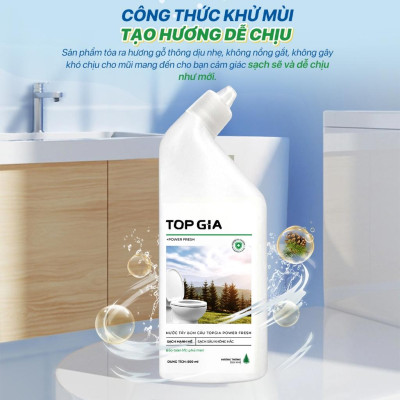 Combo 4 chai tẩy rửa bồn cầu TopGia 500ml, kháng khuẩn, khử mùi hôi, tẩy sạch vết bẩn hiệu quả.