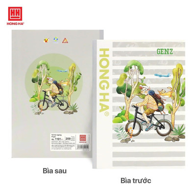 Vở kẻ ngang Hồng Hà 200 trang - Gáy vuông ép keo - GenZ 1101 định lượng 58 gm2 (Giấy mỏng) độ sáng 90-92 ISO, Khổ vở 180 x 252 mm (Giao bìa ngẫu nhiên)
