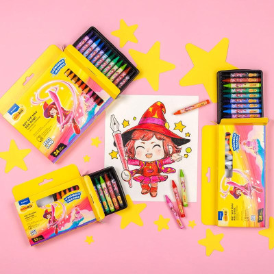 Hộp 18 Bút Sáp Màu Rửa Được - Nhân Vật Futy Akooland Thế Giới Học Cụ Thần Kỳ - Colorkit SWCR-C002/AK