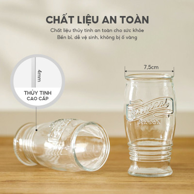 Bộ cốc uống bia thủy tinh Lebenlang LBL1222, bộ cốc 4 chiếc, 470ml/cốc, dễ dàng vệ sinh - hàng chính hãng