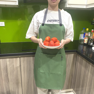 Tạp Dề Nấu Ăn, Pha Chế Vải Canvas Sang Trọng Dày Dặn Không Nóng Bí Hàng VN