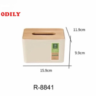 Hộp Giấy Ăn odily Thân Nhựa Mặt Gỗ Tre Sang Trọng Đựng Giấy Tròn, Giấy Vuông, Giấy Chữ Nhật