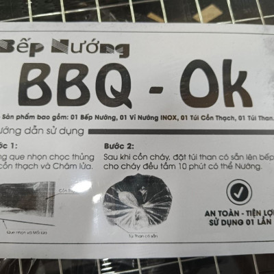 Bếp Nướng Than BBQ 31x21x9cm Tặng Kèm Túi Than Và Cồn