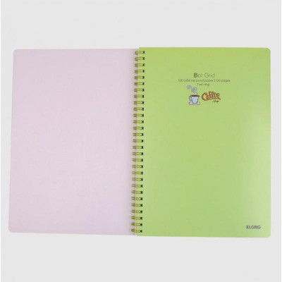 Vở Dot Grid lò xo kép bìa nhựa 2 mặt KLONG B5 120 trang 100/76; MS: 578