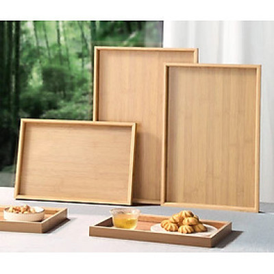 Khay gỗ tre ghép đựng trà đạo, đựng thức ăn ẩm thực hình chữ nhật - An toàn, cao cấp, chắc chắn - Hàng sản xuất chuẩn tre Việt Nam 