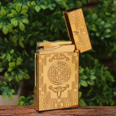 Vỏ Hột Quẹt Bật Lửa Gas Đá S.T Upon D23V Thiết Kế Họa Tiết Hoa Văn Độc Đáo - Dùng Gas Đá Cao Cấp