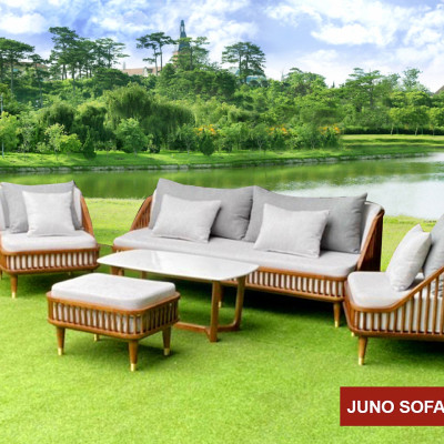 Bộ sofa Cao Cấp Bắc Âu Juno Sofa. băng 1m8, 2 đơn, đôn và bàn