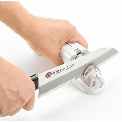 Combo dụng cụ mài dao kéo cao cấp Satomi Kamizaki + khay làm đá tròn 3 viên - made in Japan