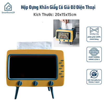 Hộp Đựng Khăn Giấy Di Động Kiêm Giá Đỡ Điện Thoại, Lưu Trữ Đa Chức Năng Cho Hộ Gia Đình - HÀNG CHÍNH HÃNG MINIIN