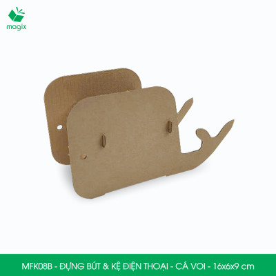 MFK08B - Đựng bút & kệ điện thoại bằng giấy carton - Hộp bút kiểu dáng Cá voi - 16x6x9 cm