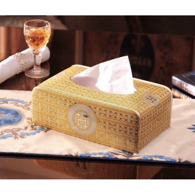 HỘP ĐỰNG GIẤY ĂN, KHĂN GIẤY BẰNG GỐM SỨ CÁO CẤP MÀU VÀNG HÌNH CHỮ H PHONG CÁCH CHÂU ÂU SANG TRỌNG