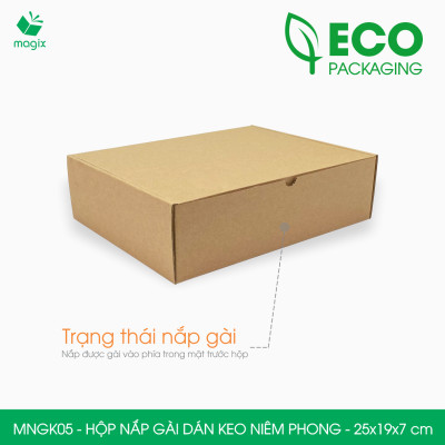 MNGK05 - 25x19x7cm - COMBO 100 HỘP CARTON NẮP GÀI HÔNG CÓ KEO NIÊM PHONG - THÙNG HỘP CARTON ĐÓNG HÀNG