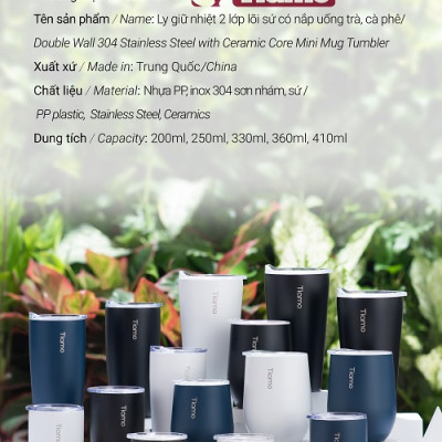 Ly cà phê trà inox phủ sứ chân không Tiamo 250ml