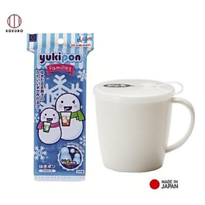 Combo 01 Khay nhựa làm đá hình người tuyết Kokubo DeLijoy + 01 Cốc nhựa uống nước nắp mềm Yamada G&B có chỗ cắm ống hút tiện lợi- Made in Japan