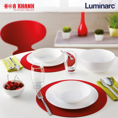 Đĩa Thủy Tinh Luminarc Diwali Trắng 27cm đựng thức ăn, cường lực, chịu nhiệt - Bộ 3 đĩa - N3604