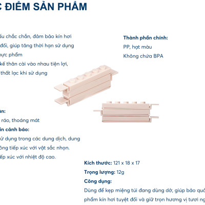 [Combo 10] Kẹp miệng túi thực phẩm YOKO bảo quản thực phẩm, bảo quản đồ ăn, tránh ẩm mốc, chất liệu nhựa PP chống giòn gãy - Hàng Inochi an toàn tiêu chuẩn Nhật