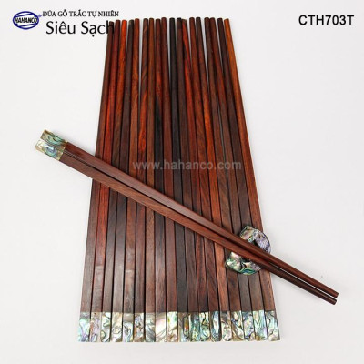 Đũa gỗ Trắc đầu ốc Bào Ngư nhập khẩu Úc (Hộp 10 Đôi) CTH703TV - Tặng kèm hộp đẹp làm quà biếu - Đũa siêu sạch