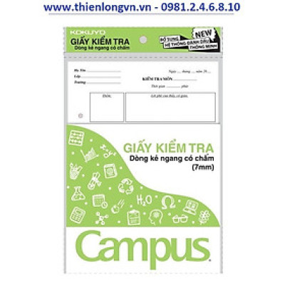 Giấy kiểm tra B5 kẻ ngang 25 tờ đôi có chấm Campus TP-BS70G-25