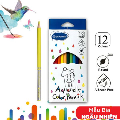 Hộp 12 Bút Chì Màu Nước Kèm Cọ - Acmeliae 9401-12 (Màu Bao Bì Giao Ngẫu Nhiên)