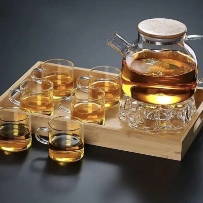 BỘ BÌNH TRÀ THỦY TINH NẮP GỖ CAO CẤP CHỊU NHIỆT - ANTH590