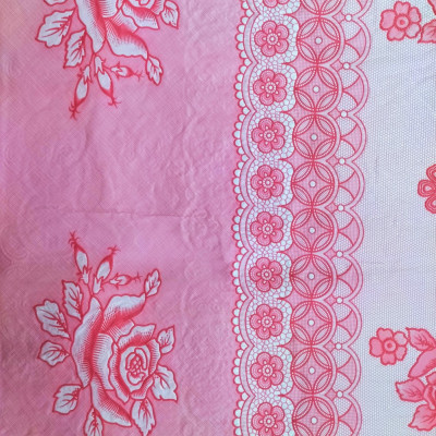 Khăn trải bàn PAULEE - 856B (180cm x 137cm) hoa văn hồng - không thấm nước
