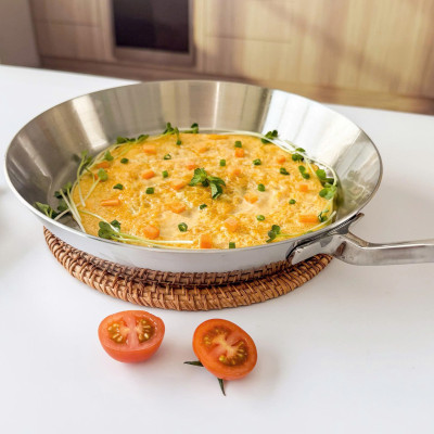 Chảo chiên rán inox 316 nguyên khối Hàn Quốc CIC68 size 20cm/24cm/26cm chống dịnh tự thân, đáy từ